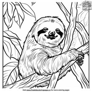 Easy Cute Sloth Coloring Pages