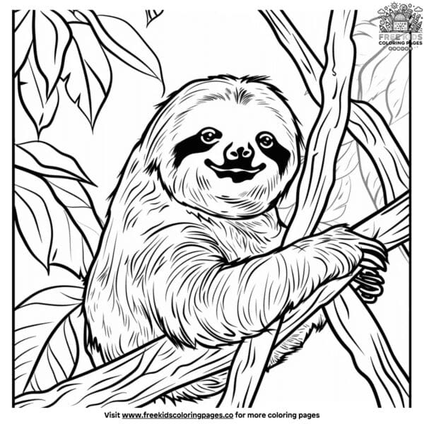 Easy cute sloth coloring pages