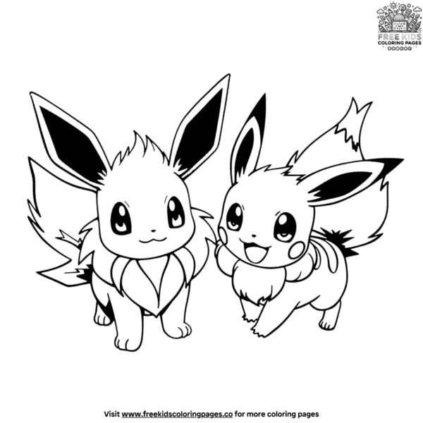Eevee And Pikachu Coloring Pages