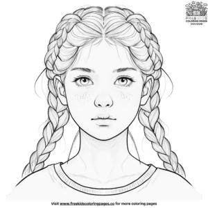 Beautiful Pigtail Braid Coloring Pages