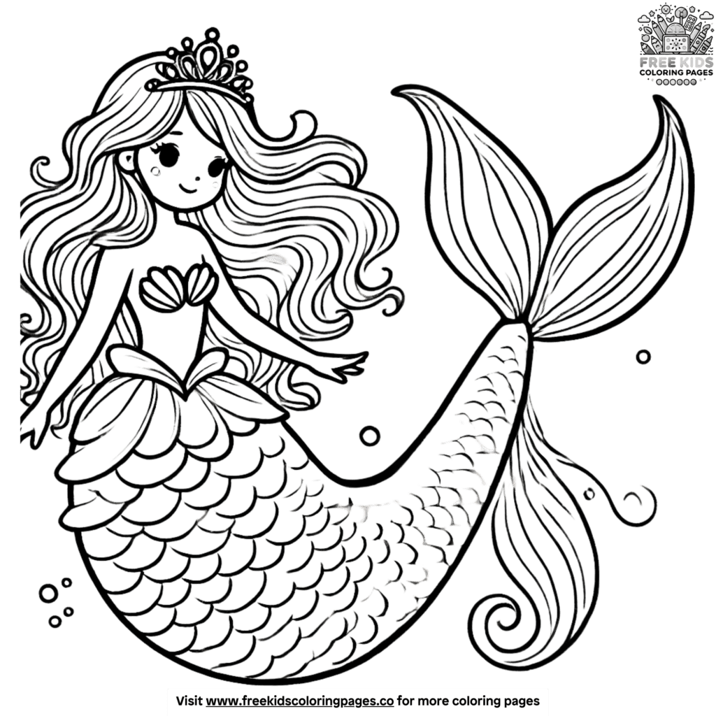 Sleek mermaid princess coloring pages