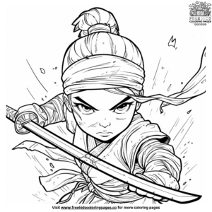 Determined girl ninja coloring pages