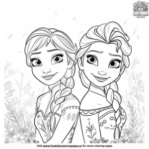 Elsa and Anna’s Winter Wonderland Coloring Page