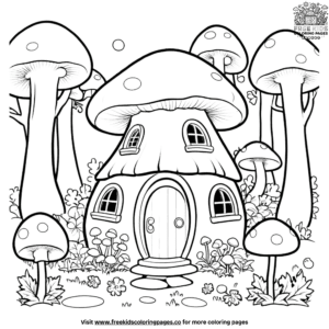 Delightful Mushroom House Coloring Pages