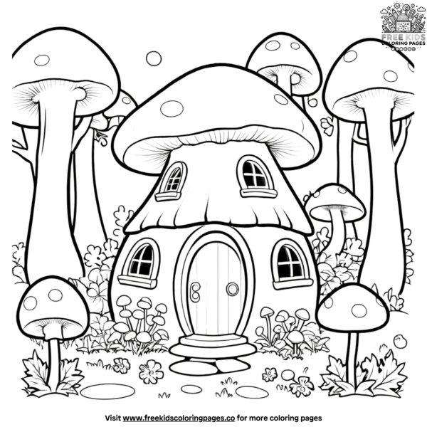 Mushroom House Coloring Pages