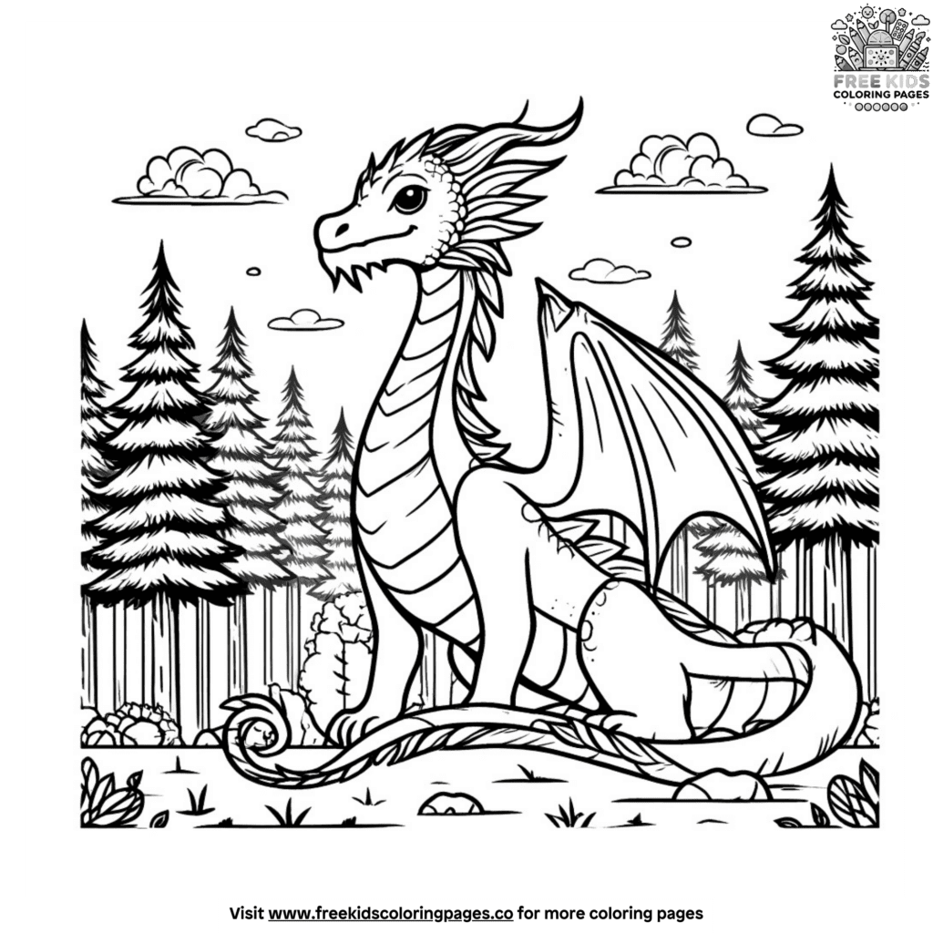 Realistic dragon coloring pages