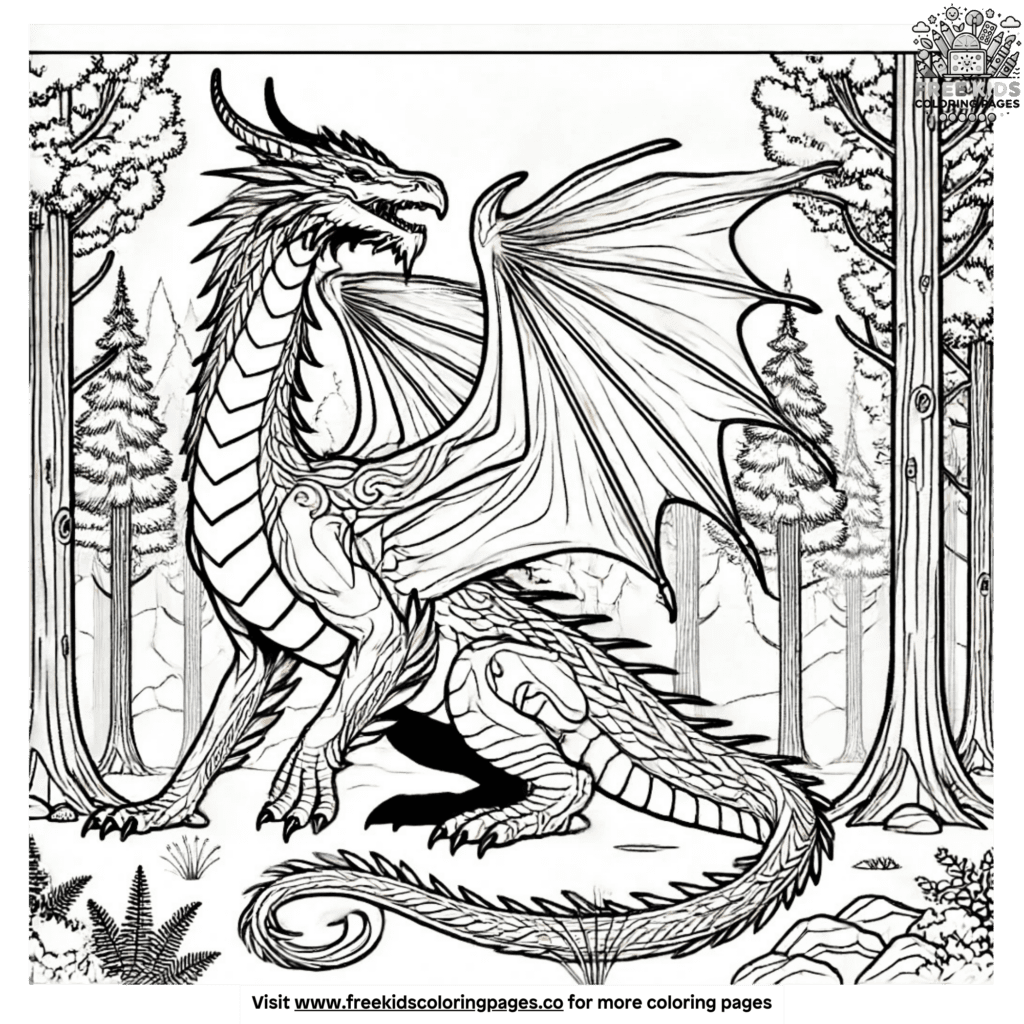 Fierce realistic dragon coloring pages