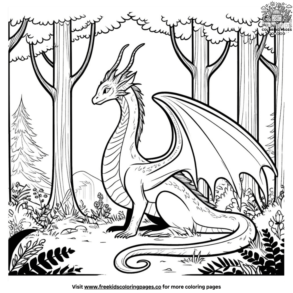 Simple realistic dragon coloring pages