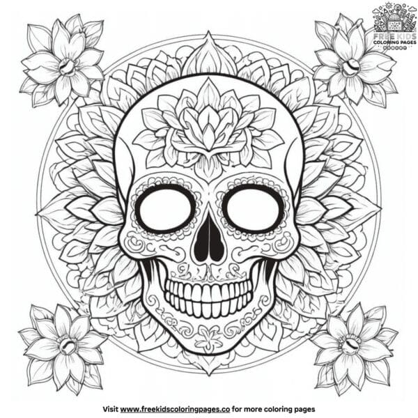 Skull mandala coloring pages