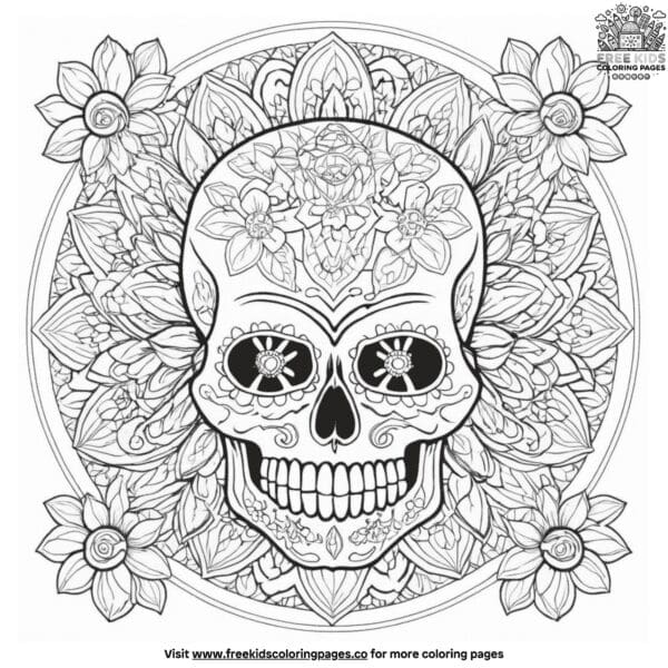 Captivating skull mandala coloring pages