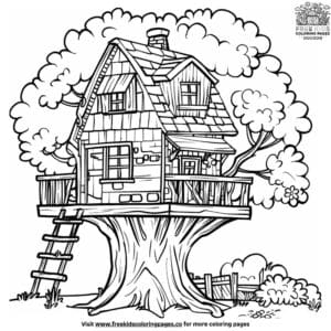 Tree House Coloring Pages