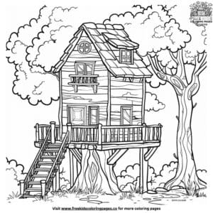 Engaging Tree House Coloring Pages