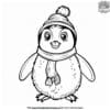 Whimsical Enchanting Winter Penguin Coloring Pages