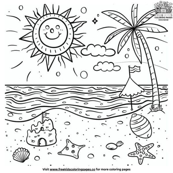 Beach day coloring pages