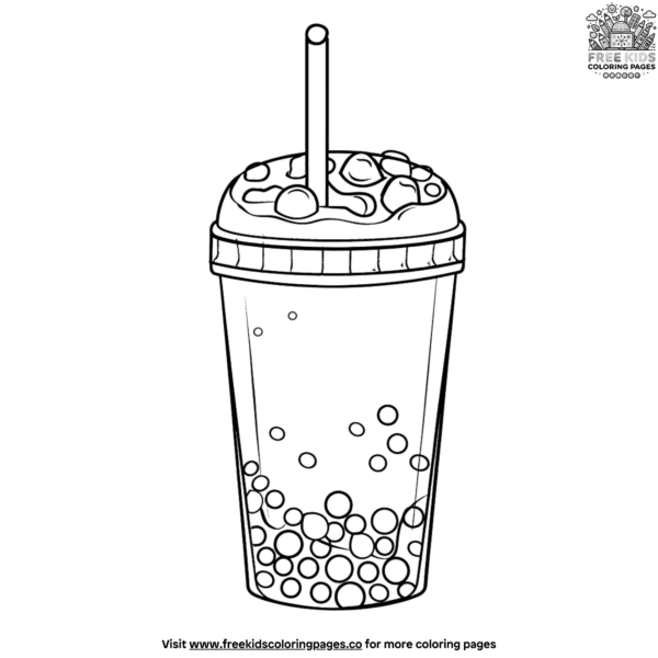 Bubble milk tea boba coloring pages