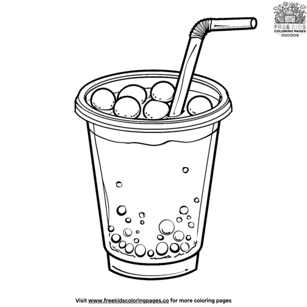 Cool boba milk drink coloring pages