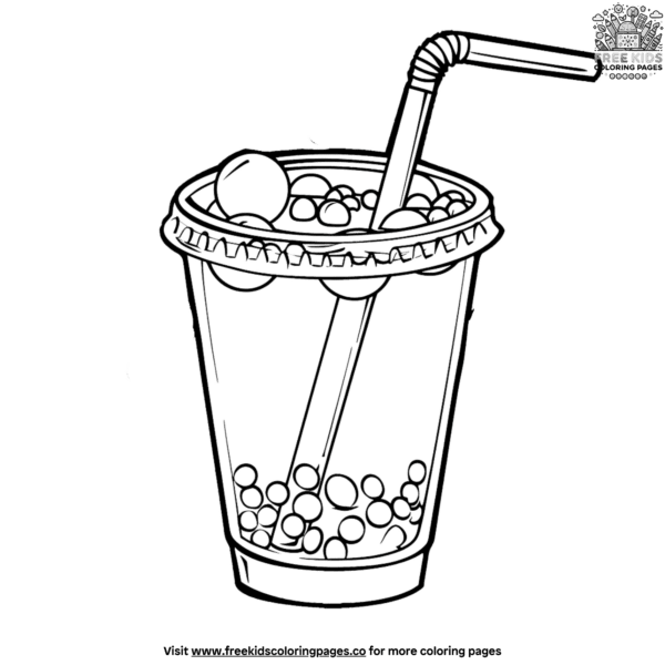 Awesome boba tea coloring pages for kids