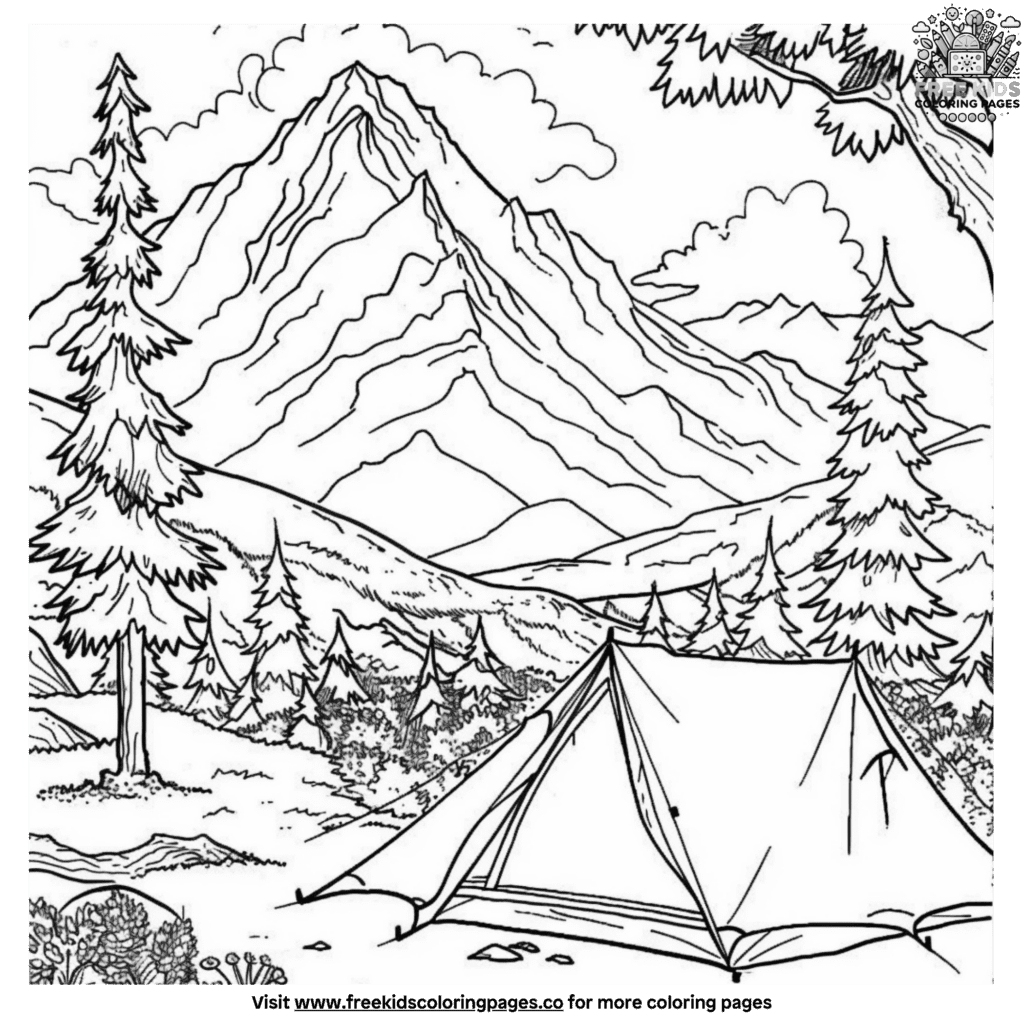 Camping coloring pages for kids