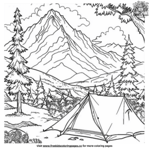 Mountainside Camping Coloring Pages