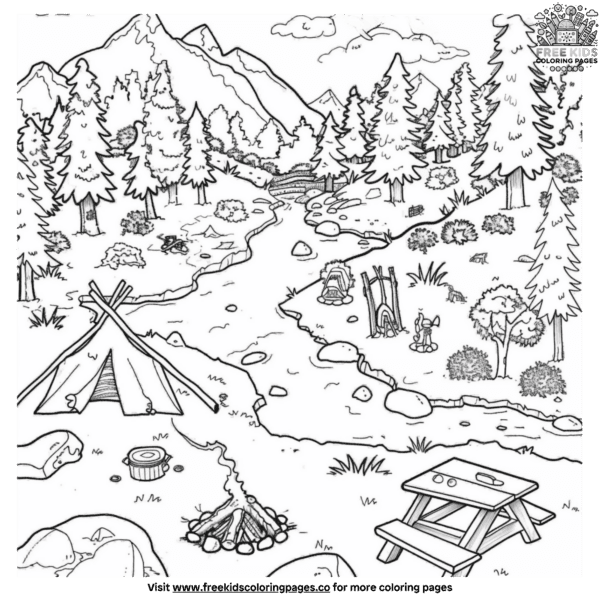 Relaxing camping coloring pages