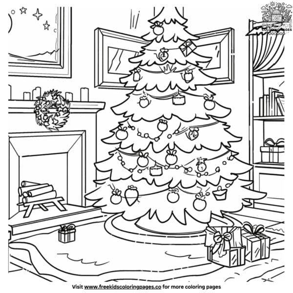 Exciting coloring pages for kids christmas tree set