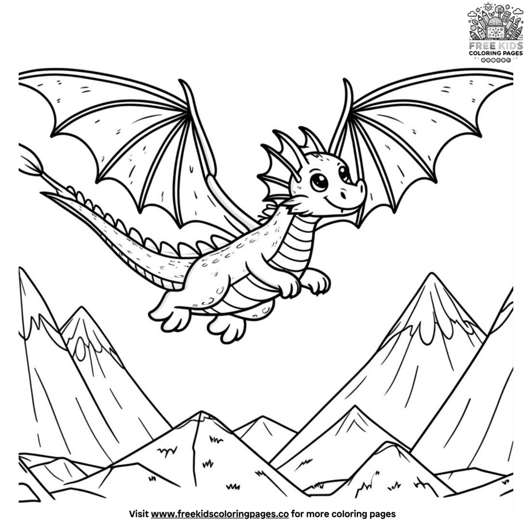 Cute flying dragon coloring pages