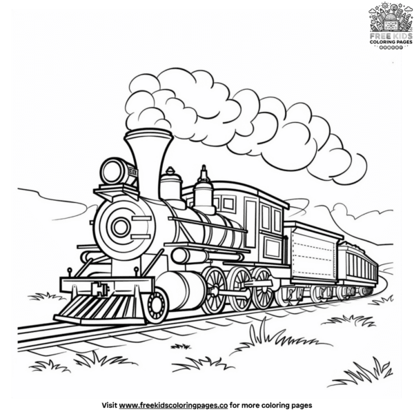 Steam engine train coloring pages