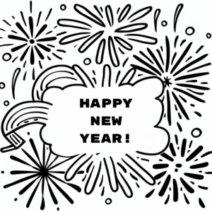 Exciting Happy New Year Coloring Pages