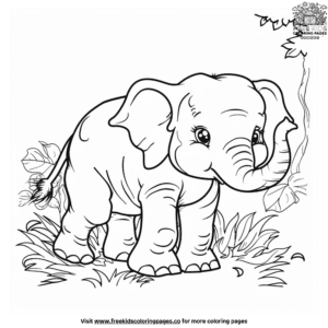 Lively jungle elephant coloring pages