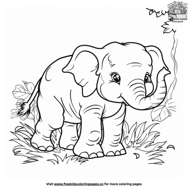 Jungle Elephant Coloring Pages