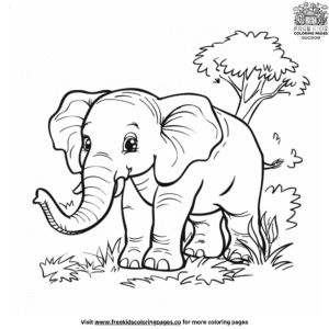 Exciting jungle elephant coloring pages