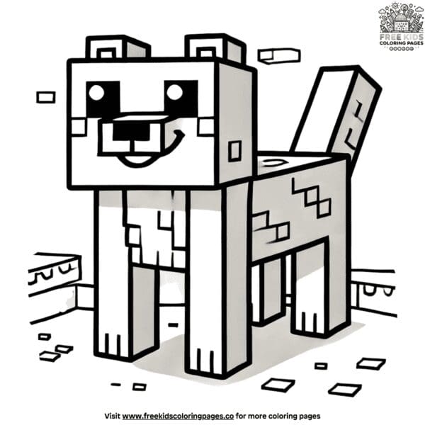 Exciting minecraft wolf coloring pages for gamers