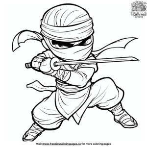 Ninja with a sword coloring pages