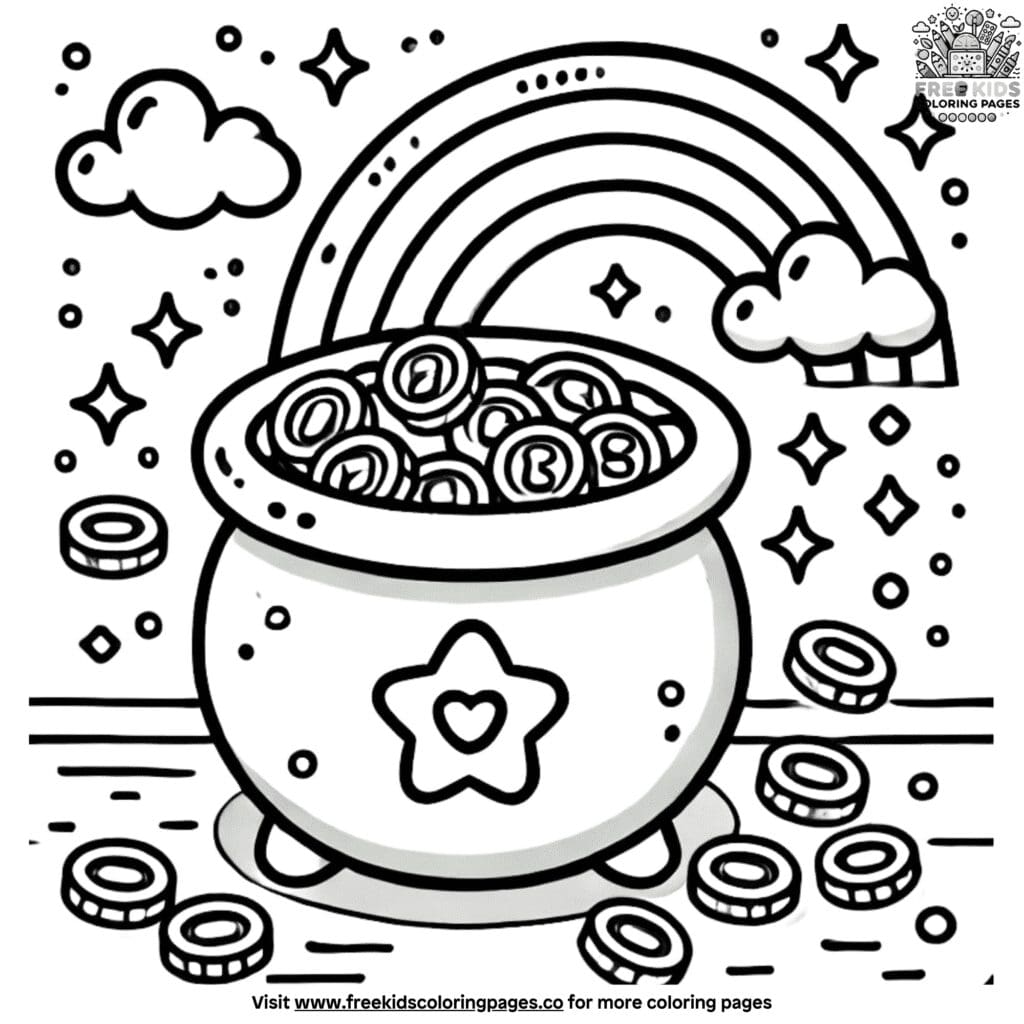 Exciting pot of gold coloring pages for kids