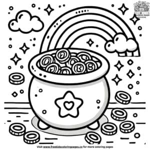 Pot of Gold and Rainbow Coloring Pages