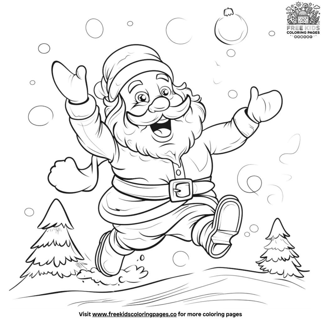 Joyful santa claus coloring pages for kids