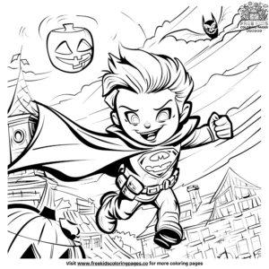 Thrilling Superhero Halloween Coloring Pages