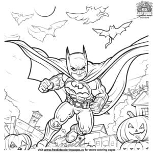 Exciting superhero halloween coloring page