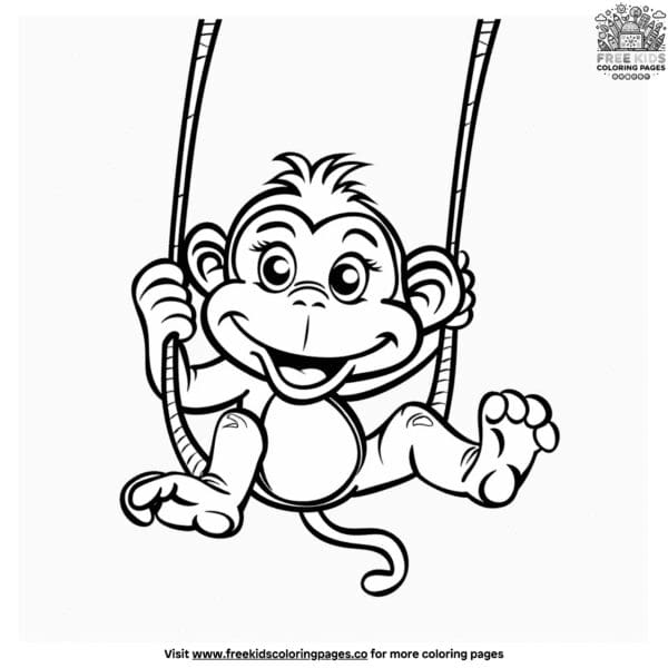 Swinging monkey coloring pages