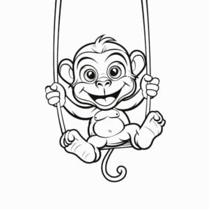 Happy Monkey Coloring Pages