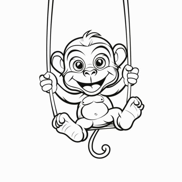 Happy monkey coloring pages