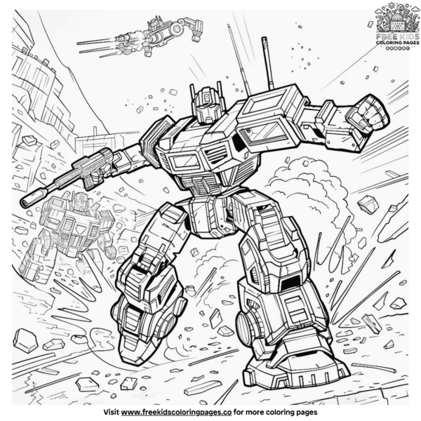 Fun-filled transformer robot coloring pages