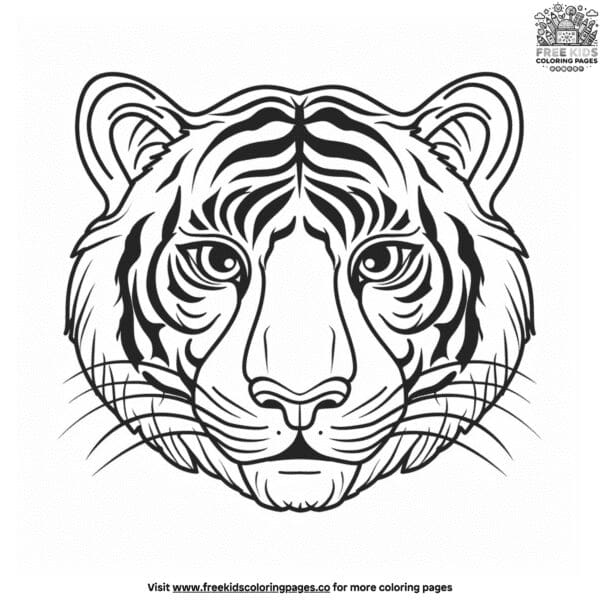 Detailed tiger face coloring pages