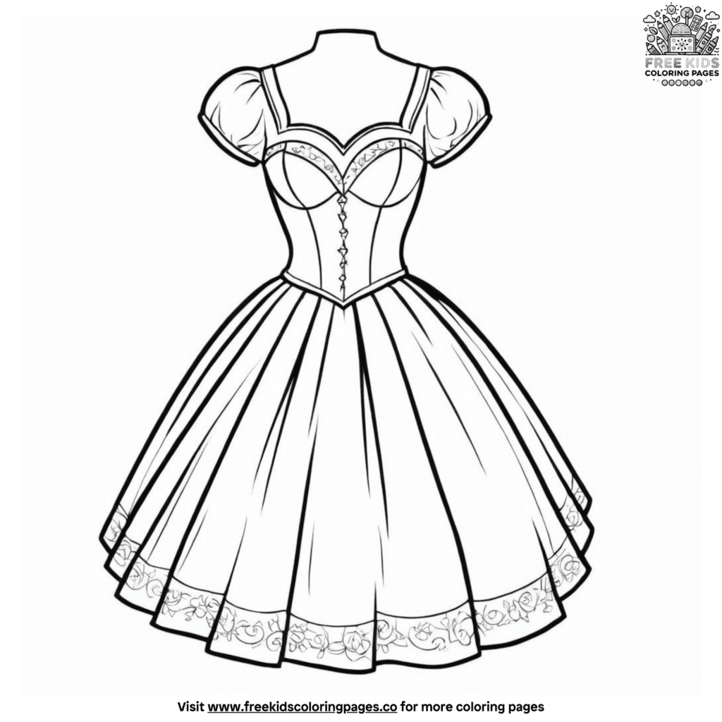 Chic Layered Dress Coloring Pages