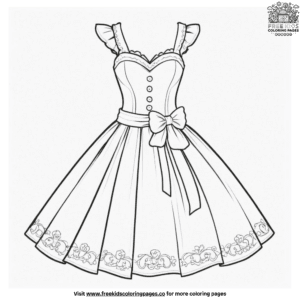 Classy bow dress coloring pages