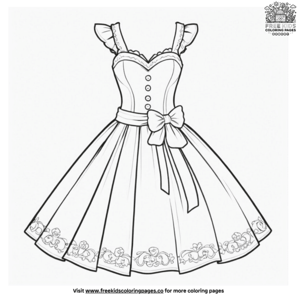 Classy bow dress coloring pages