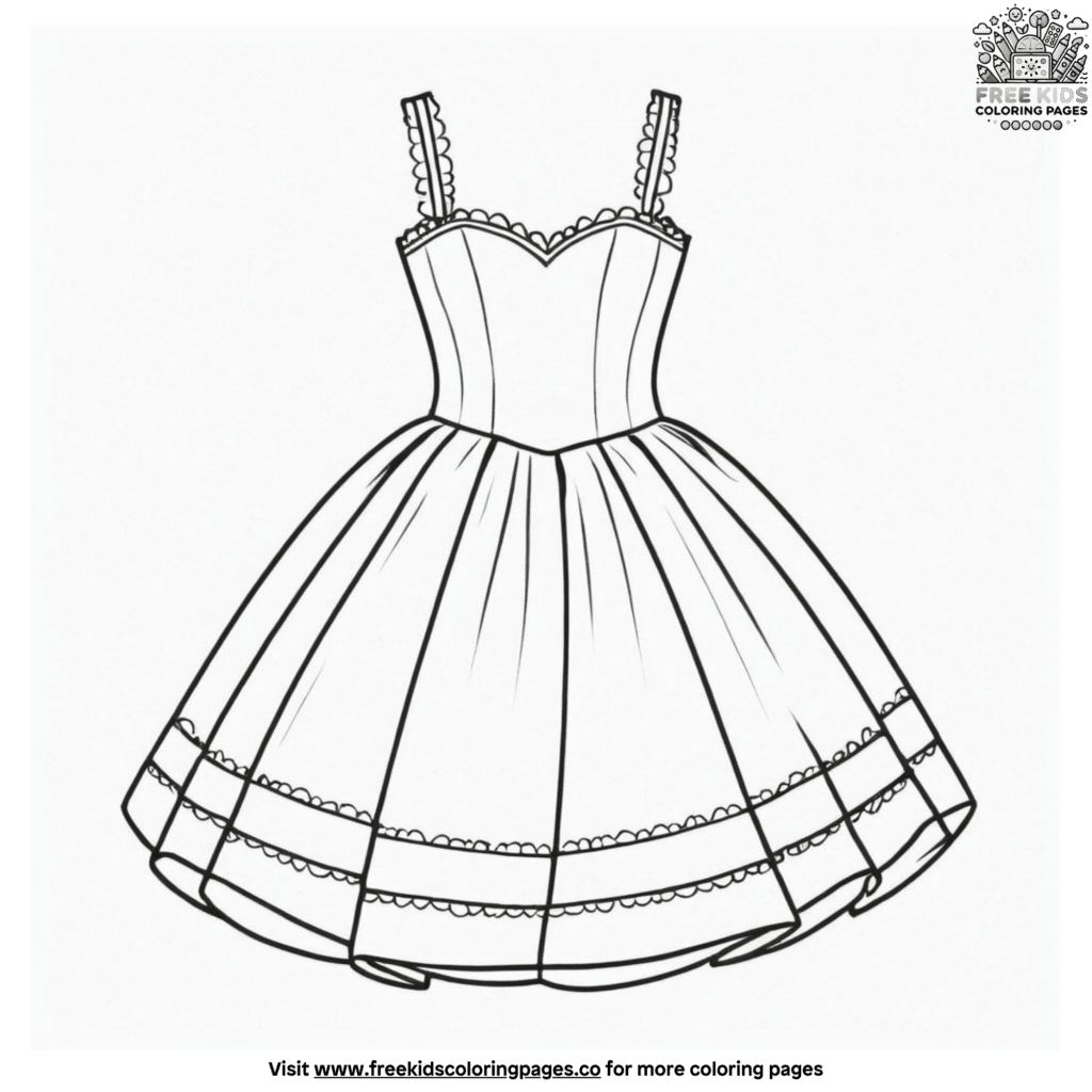 Chic Layered Dress Coloring Pages