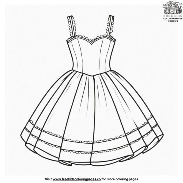 Chic layered dress coloring pages