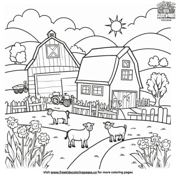 Farm coloring pages for kids