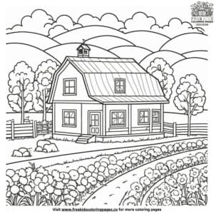 Pretty farm house coloring pages